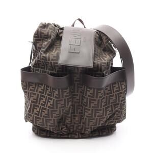 Fendi Strike FF Jacquard Zucca Backpack Brown Canvas Leather